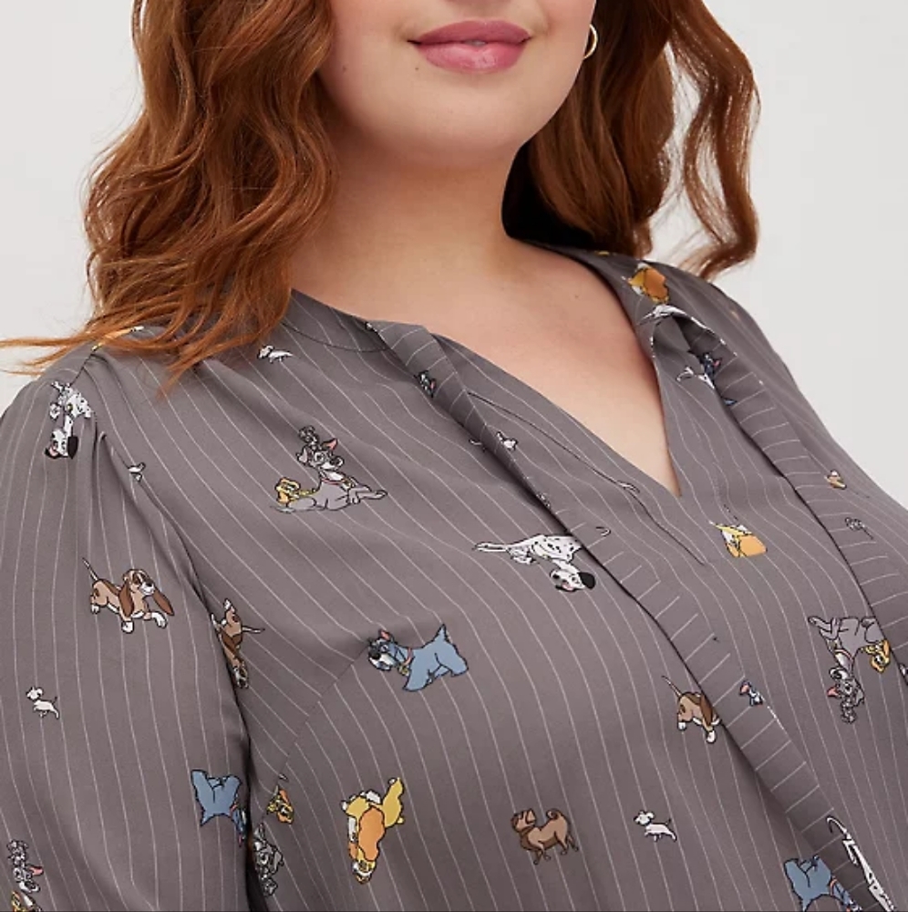 Grey Disney Dogs Peasant Blouse